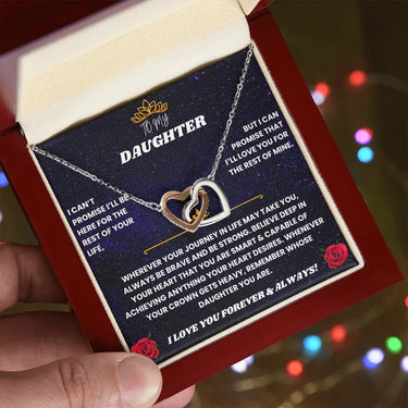 To My Daughter - Interlocking Hearts Necklace - Gift Set - SLDDL0083 - Sunshine Letters Co